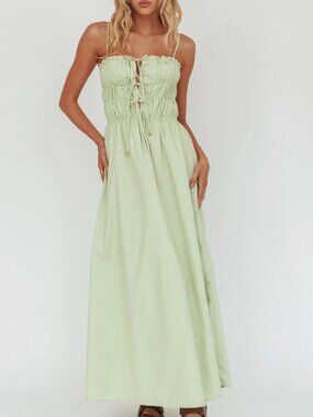 Indi Luxe Sage Green Tied Bodice Maxi Dress - Small